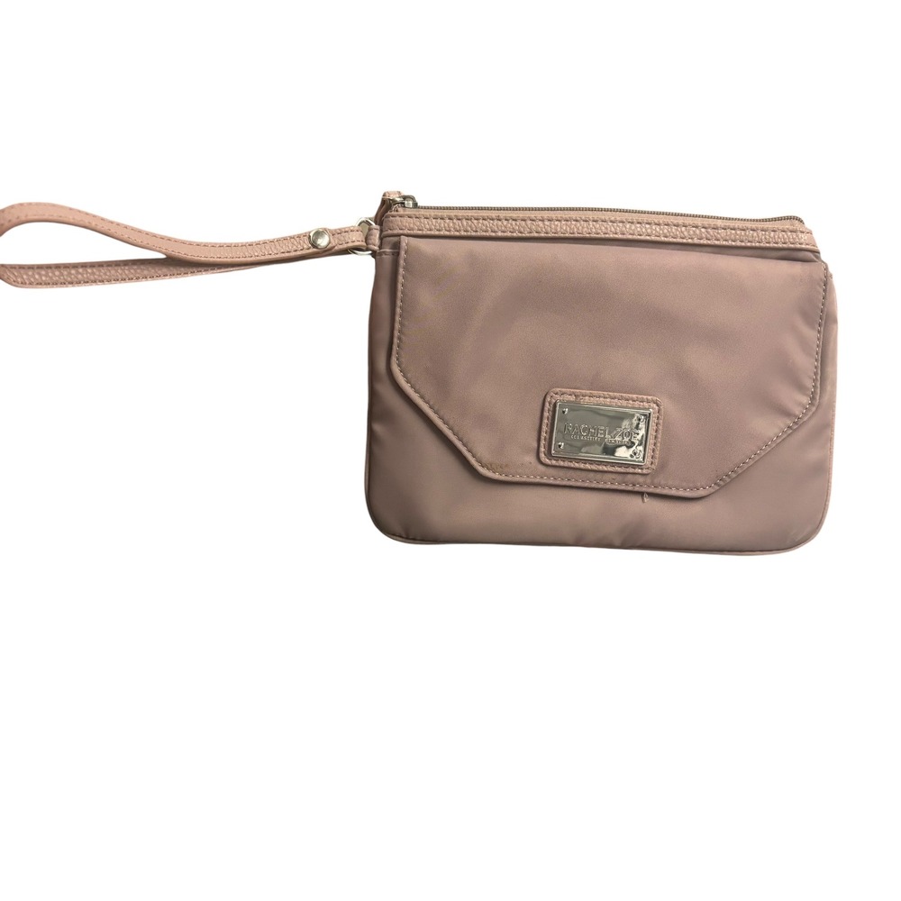 Rachel Zoe Mauve Nylon Wristlet Clutch Bag with Card Slots and Front Pocket